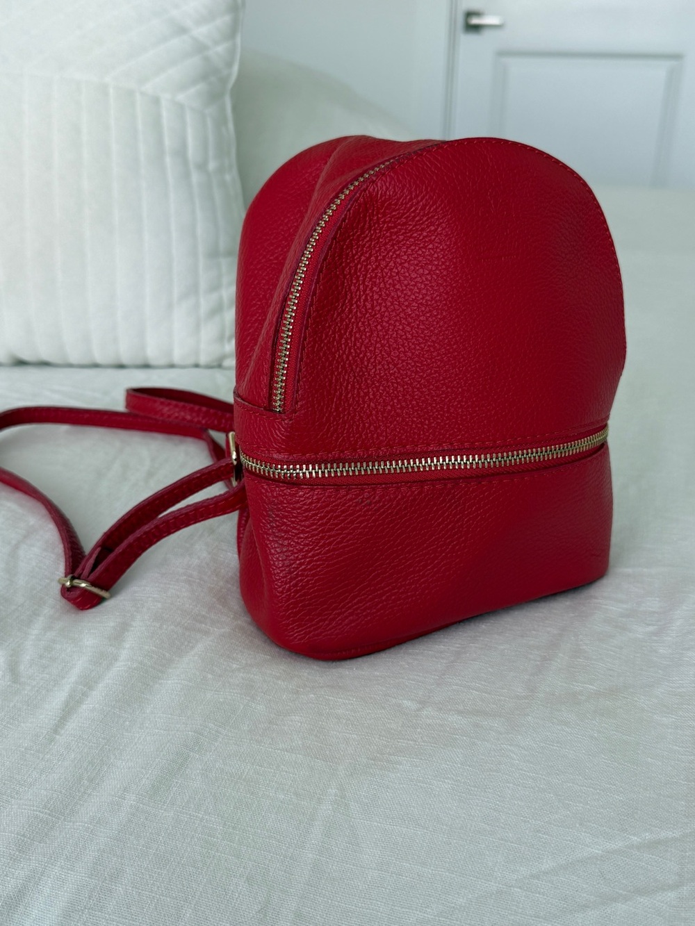 Red Leather Mini Backpack - Vera Pelle
